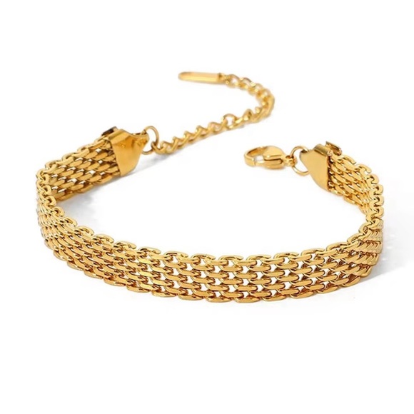 18K Gold Plated Mesh Bracelet - Picture 1 of 7